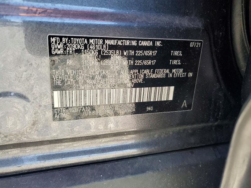 Aukcja sprzedaży 2021 Toyota Rav4, vin: 2T3W1RFV1MC154153, numer aukcji: 50461846