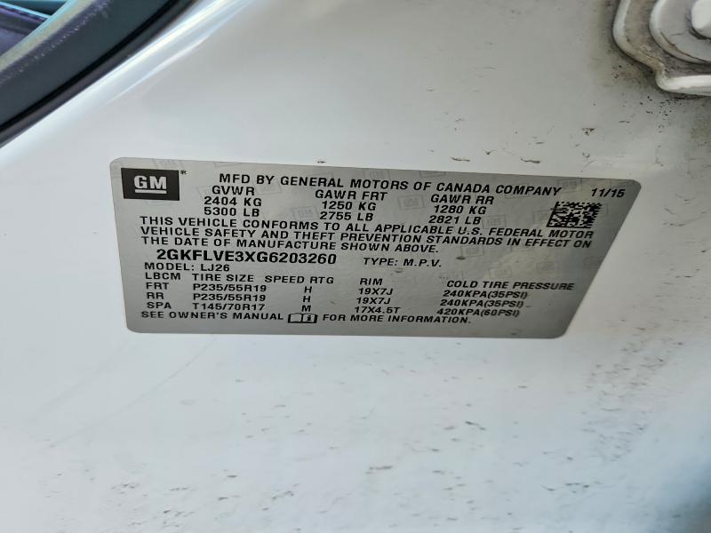 2016 Gmc Terrain მანქანა იყიდება აუქციონზე, vin: 2GKFLVE3XG6203260, აუქციონის ნომერი: 48755746