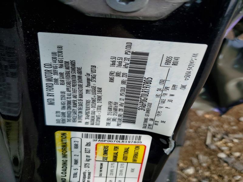 Aukcja sprzedaży 2020 Ford Fusion, vin: 3FA6P0G70LR197805, numer aukcji: 51681446