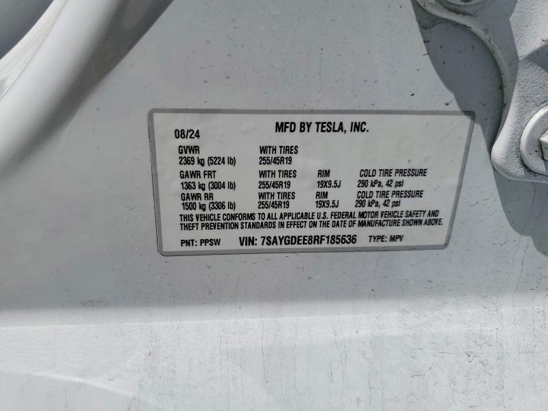 Продаж на аукціоні авто 2024 Tesla Model Y, vin: 7SAYGDEE8RF185636, номер лоту: 51249676