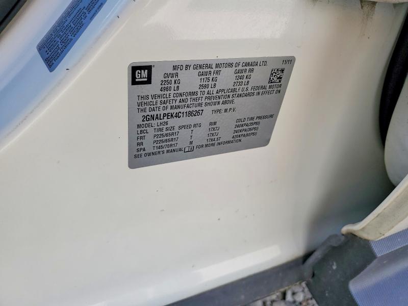 Продаж на аукціоні авто 2012 Chevrolet Equinox, vin: 2GNALPEK4C1186267, номер лоту: 51024036