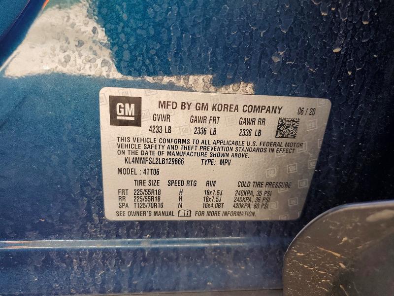 50361066 :رقم المزاد ، KL4MMFSL2LB129666 vin ، 2020 Buick Encore Gx مزاد بيع