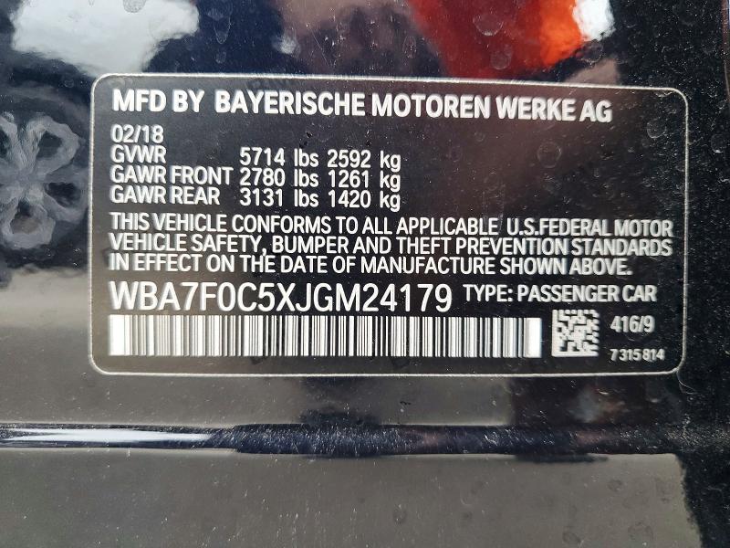 2018 Bmw 750 მანქანა იყიდება აუქციონზე, vin: WBA7F0C5XJGM24179, აუქციონის ნომერი: 49686176