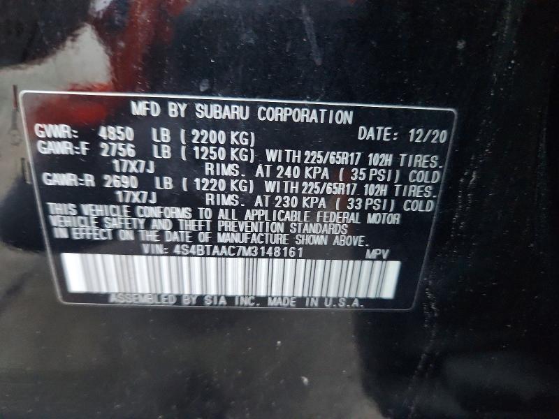 Aukcja sprzedaży 2021 Subaru Outback, vin: 4S4BTAAC7M3148161, numer aukcji: 49820976