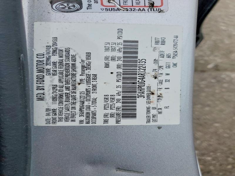 Aukcja sprzedaży 2010 Ford Fusion, vin: 3FAHP0JG4AR122135, numer aukcji: 51474336
