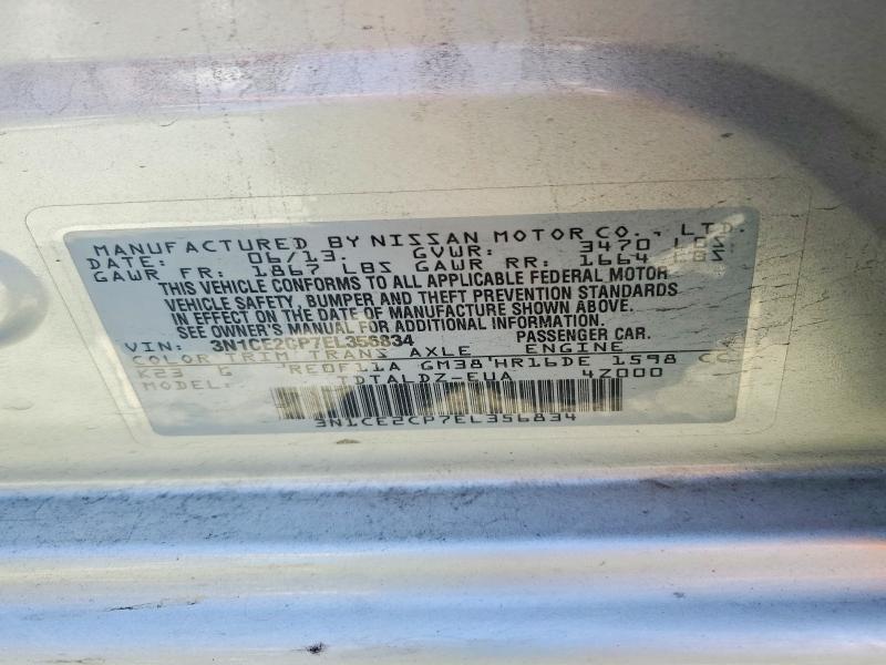 2014 Nissan Versa Note მანქანა იყიდება აუქციონზე, vin: 3N1CE2CP7EL356834, აუქციონის ნომერი: 51148086