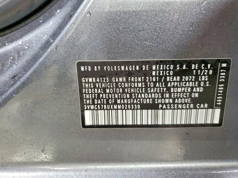 49509256 :رقم المزاد ، 3VWC57BUXMM020330 vin ، 2021 Volkswagen Jetta مزاد بيع