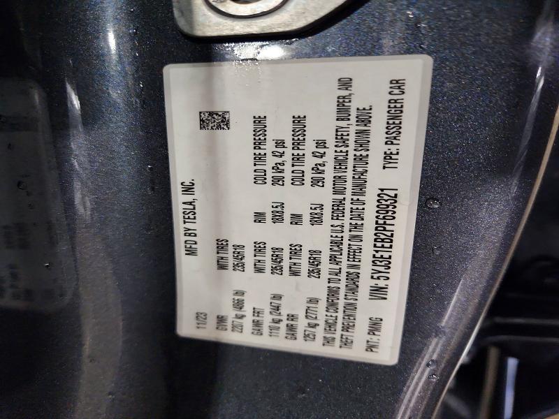 Aukcja sprzedaży 2023 Tesla Model 3, vin: 5YJ3E1EB2PF699321, numer aukcji: 48321106