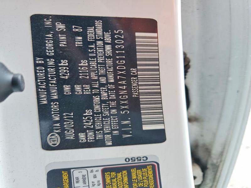 48504406 :رقم المزاد ، 5XXGN4A7XDG113025 vin ، 2013 Kia Optima مزاد بيع