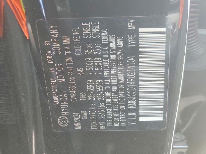49912826 :رقم المزاد ، KM8JCCD14RU214104 vin ، 2024 Hyundai Tucson مزاد بيع