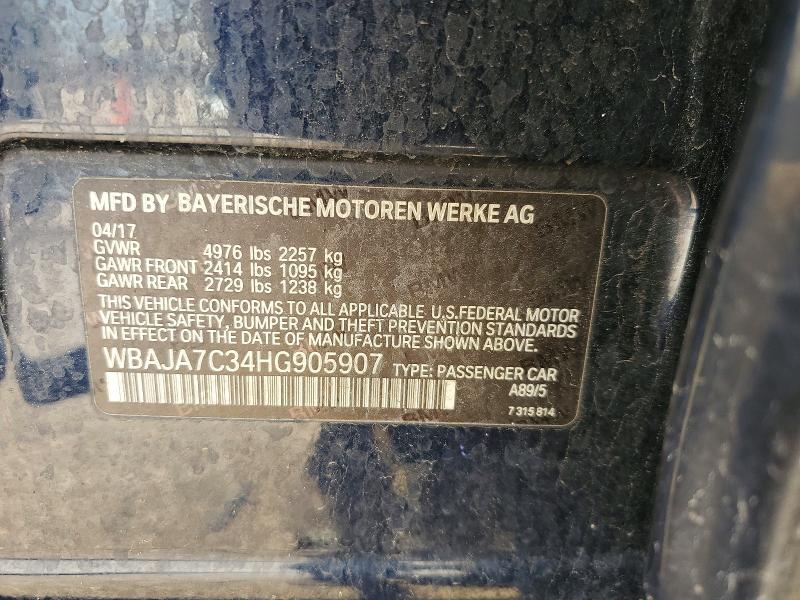 Продаж на аукціоні авто 2017 Bmw 530, vin: WBAJA7C34HG905907, номер лоту: 50342786