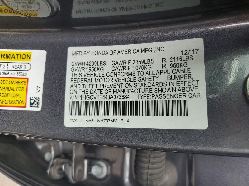 Продаж на аукціоні авто 2018 Honda Accord, vin: 1HGCV1F44JA073884, номер лоту: 51474276