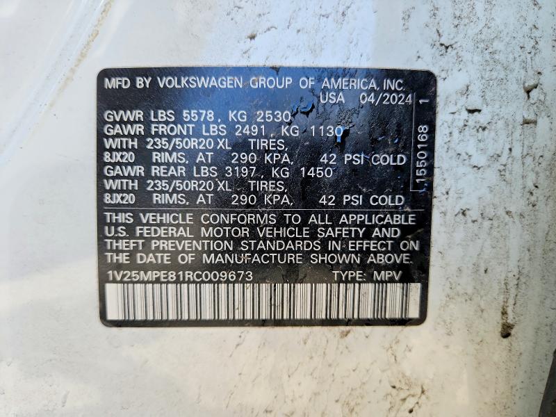 Aukcja sprzedaży 2024 Volkswagen Id.4, vin: 1V25MPE81RC009673, numer aukcji: 50175106