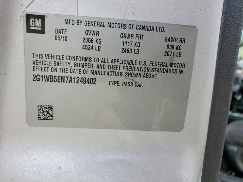 50803456 :رقم المزاد ، 2G1WB5EN7A1249402 vin ، 2010 Chevrolet Impala مزاد بيع