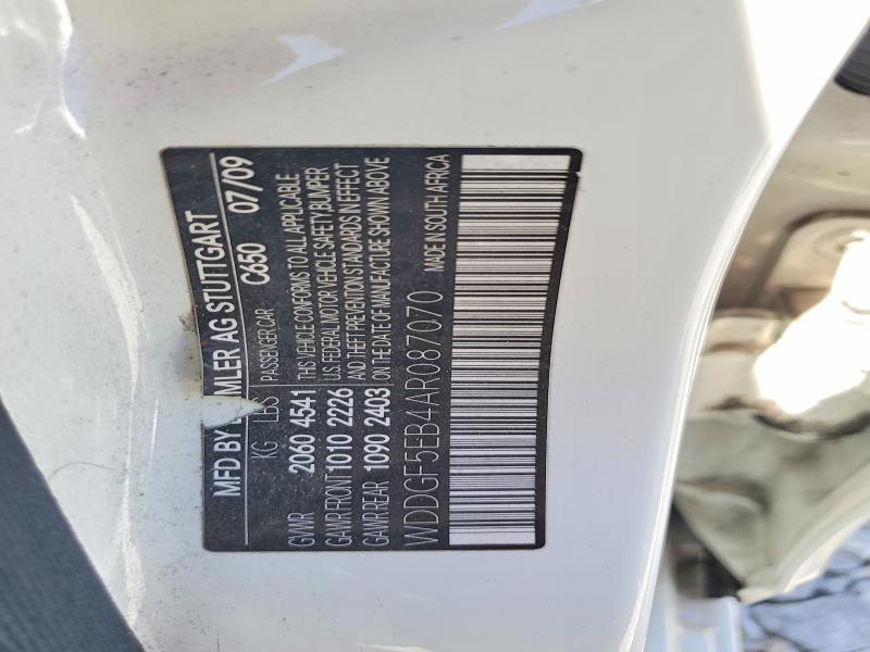 Aukcja sprzedaży 2010 Mercedes-benz C, vin: WDDGF5EB4AR087070, numer aukcji: 50823906