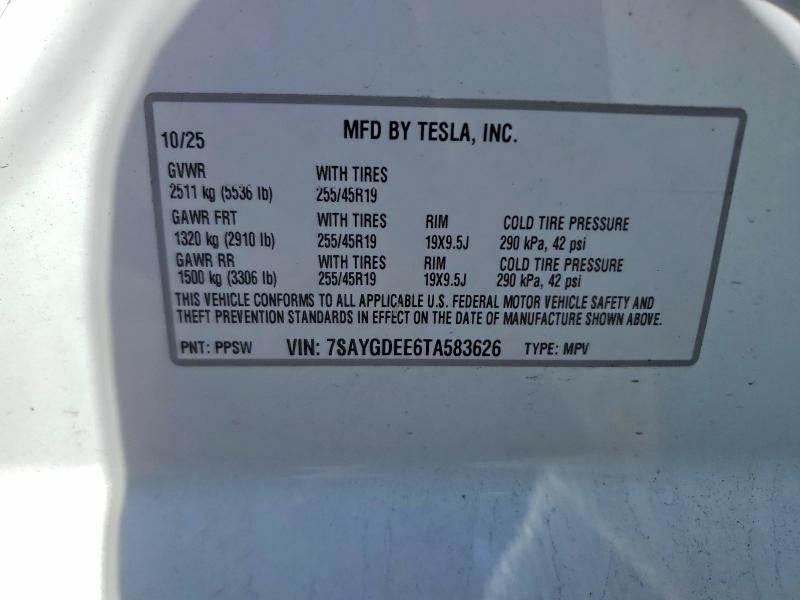 Aukcja sprzedaży 2026 Tesla Model Y, vin: 7SAYGDEE6TA583626, numer aukcji: 49313036