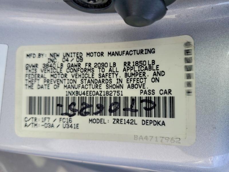 Aukcja sprzedaży 2010 Toyota Corolla, vin: 1NXBU4EE0AZ182751, numer aukcji: 50960826