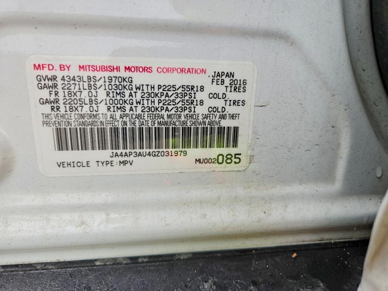 50737386 :رقم المزاد ، JA4AP3AU4GZ031979 vin ، 2016 Mitsubishi Outlander Sport مزاد بيع