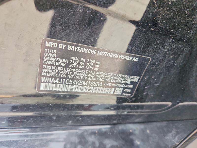 2019 Bmw 430i მანქანა იყიდება აუქციონზე, vin: WBA4J1C54KBM18884, აუქციონის ნომერი: 51009466