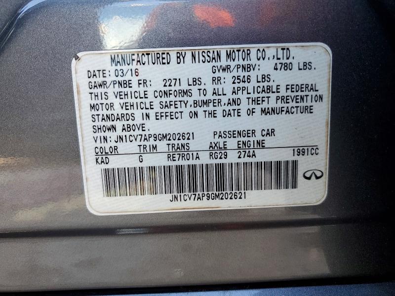 Aukcja sprzedaży 2016 Infiniti Q50, vin: JN1CV7AP9GM202621, numer aukcji: 49421966