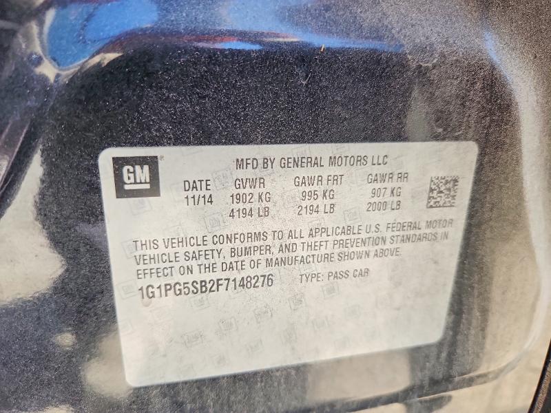 2015 Chevrolet Cruze მანქანა იყიდება აუქციონზე, vin: 1G1PG5SB2F7148276, აუქციონის ნომერი: 50341196
