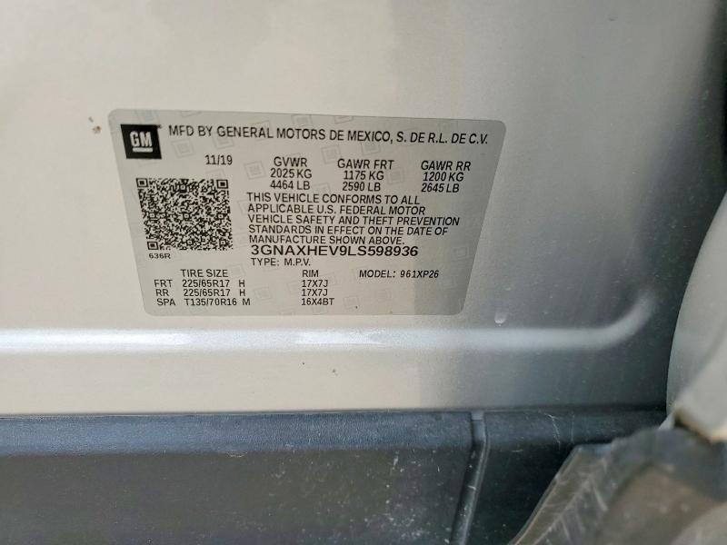 Продаж на аукціоні авто 2020 Chevrolet Equinox, vin: 3GNAXHEV9LS598936, номер лоту: 50670696