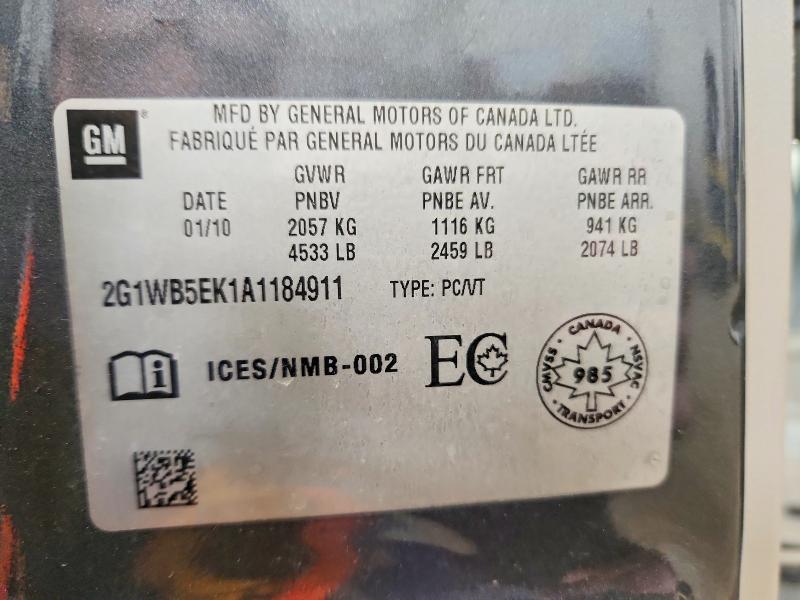 48084106 :رقم المزاد ، 2G1WB5EK1A1184911 vin ، 2010 Chevrolet Impala مزاد بيع