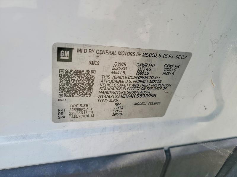 Продажа на аукционе авто 2019 Chevrolet Equinox, vin: 3GNAXHEV4KS593996, номер лота: 51985766