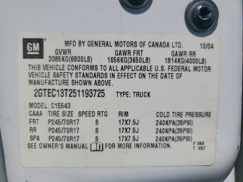 Продажа на аукционе авто 2005 Gmc New Sierra, vin: 2GTEC13T251193725, номер лота: 50646626