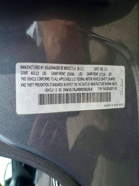 Aukcja sprzedaży 2011 Volkswagen Jetta, vin: 3VW1K7AJ4BM382254, numer aukcji: 51134636