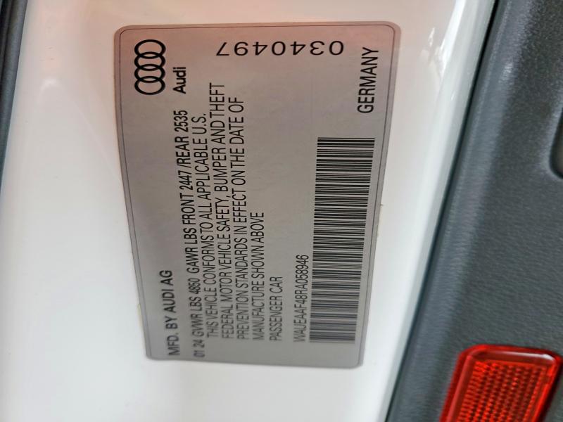 50679196 :رقم المزاد ، WAUEAAF48RA058946 vin ، 2024 Audi A4 مزاد بيع