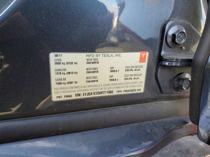 49095196 :رقم المزاد ، 5YJSA1E20HF211086 vin ، 2017 Tesla Model S مزاد بيع