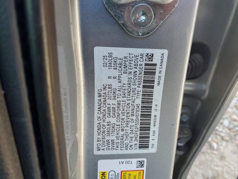 Aukcja sprzedaży 2025 Honda Civic, vin: 2HGFE2F53SH578345, numer aukcji: 51717946