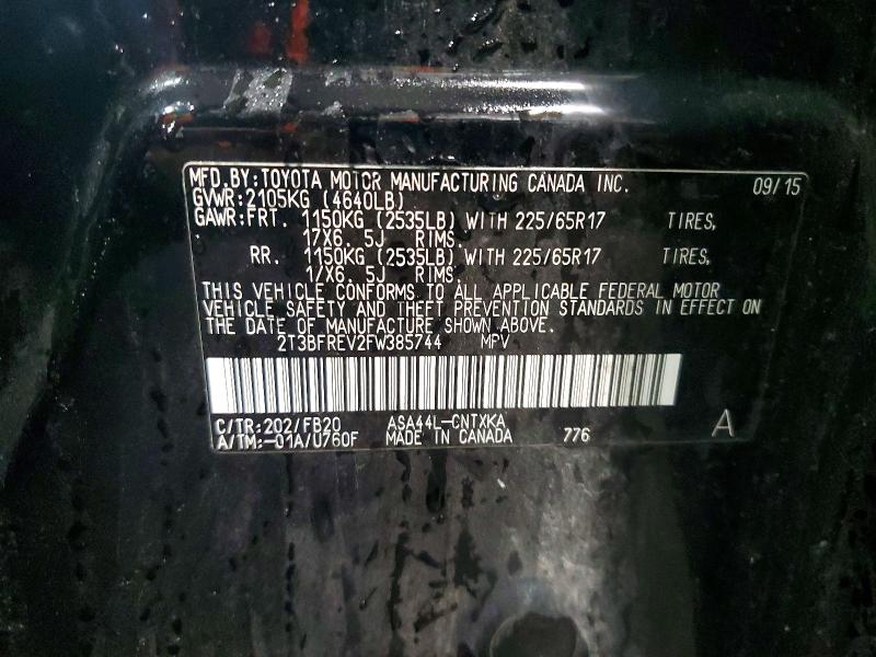 2015 Toyota Rav4 მანქანა იყიდება აუქციონზე, vin: 2T3BFREV2FW385744, აუქციონის ნომერი: 50279866