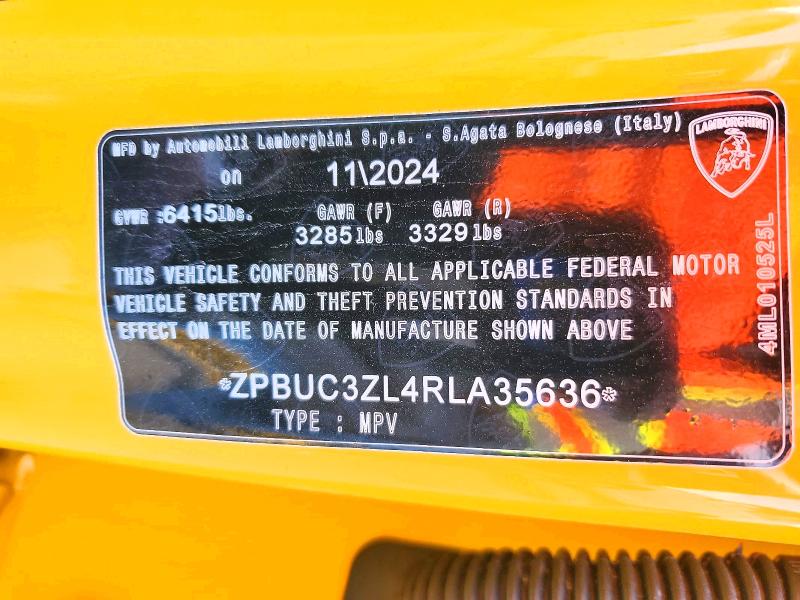48843426 :رقم المزاد ، ZPBUC3ZL4RLA35636 vin ، 2024 Lamborghini Urus مزاد بيع