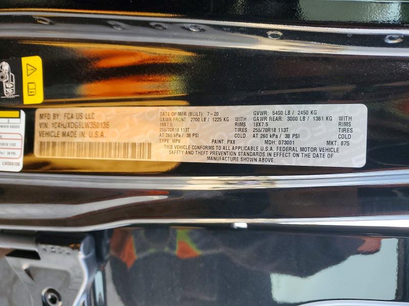 Продажа на аукционе авто 2020 Jeep Wrangler Unlimited, vin: 1C4HJXDG6LW350136, номер лота: 48943336