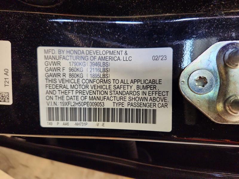 50164946 :رقم المزاد ، 19XFL2H50PE009053 vin ، 2023 Honda Civic مزاد بيع