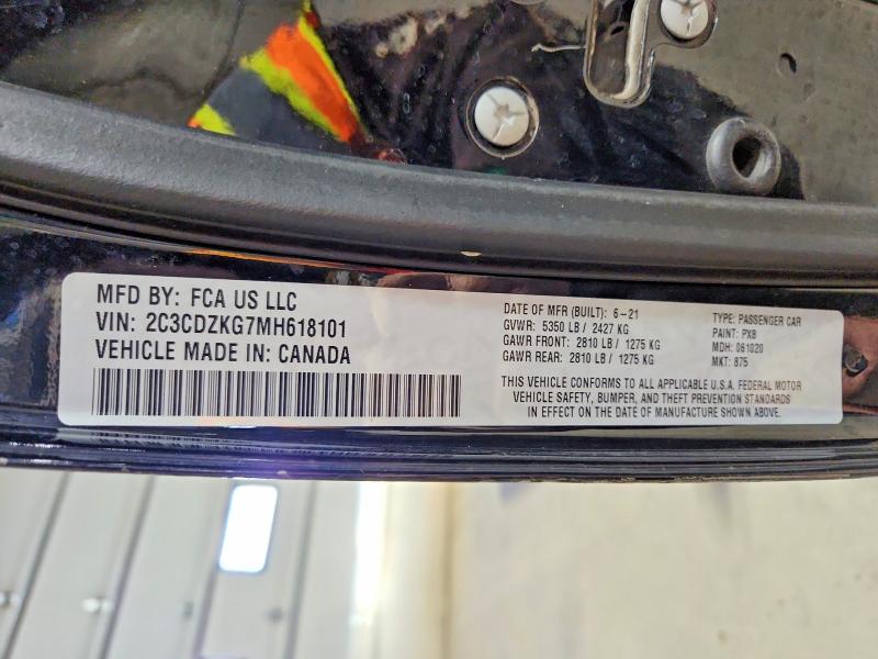 Продаж на аукціоні авто 2021 Dodge Challenger, vin: 2C3CDZKG7MH618101, номер лоту: 49456146