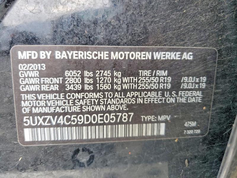 50968766 :رقم المزاد ، 5UXZV4C59D0E05787 vin ، 2013 Bmw X5 مزاد بيع