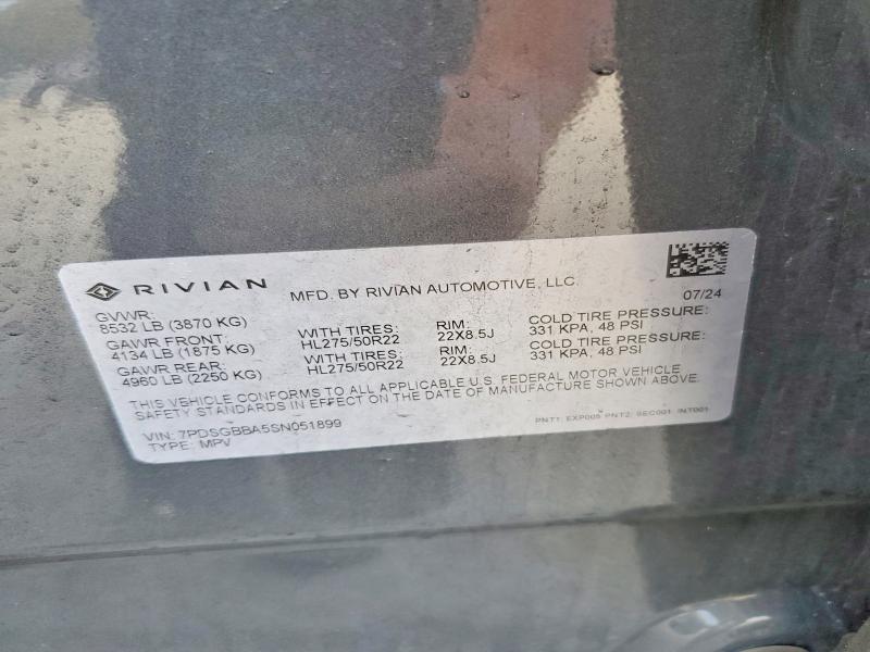 50654836 :رقم المزاد ، 7PDSGBBA5SN051899 vin ، 2025 Rivian R1s مزاد بيع