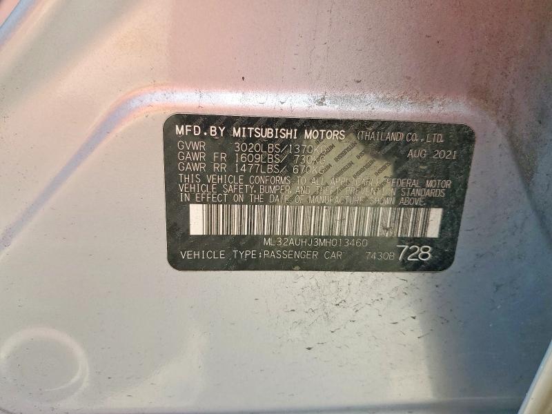 49905726 :رقم المزاد ، ML32AUHJ3MH013460 vin ، 2021 Mitsubishi Mirage مزاد بيع