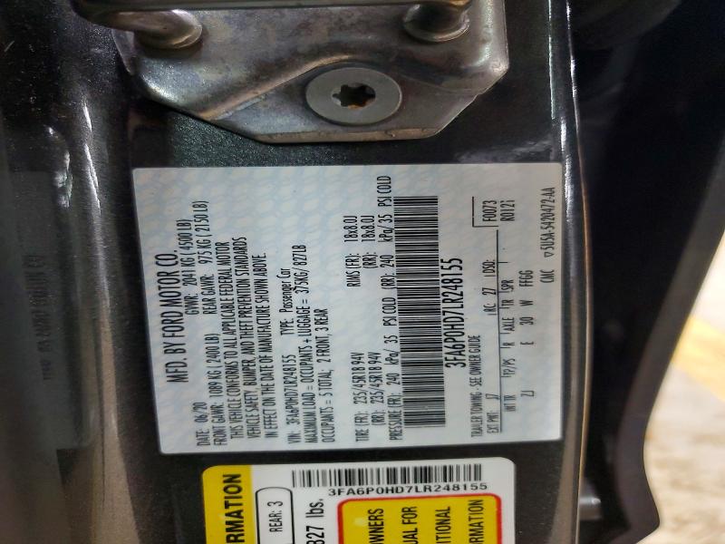 Aukcja sprzedaży 2020 Ford Fusion, vin: 3FA6P0HD7LR248155, numer aukcji: 50325336
