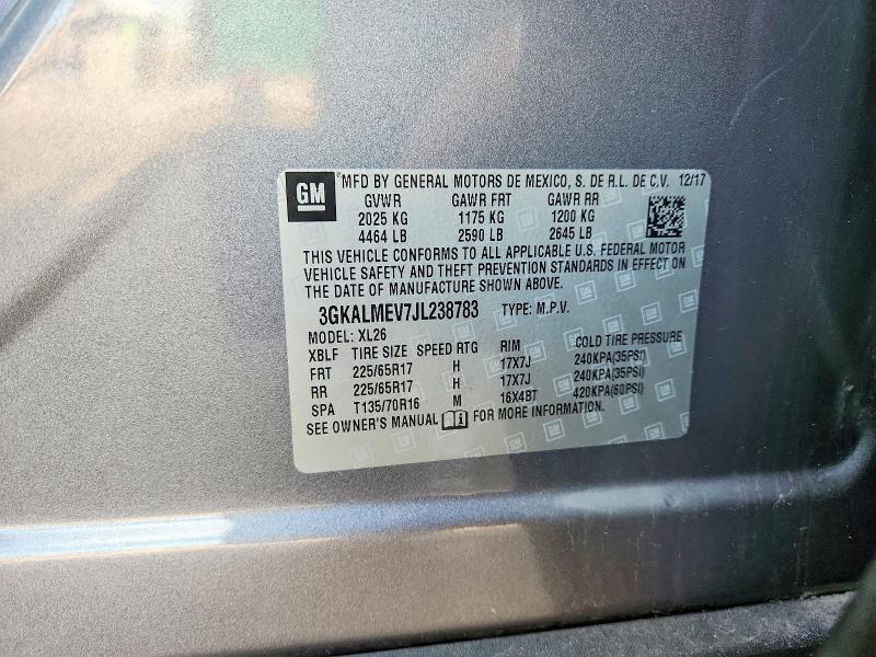 Aukcja sprzedaży 2018 Gmc Terrain, vin: 3GKALMEV7JL238783, numer aukcji: 51289766