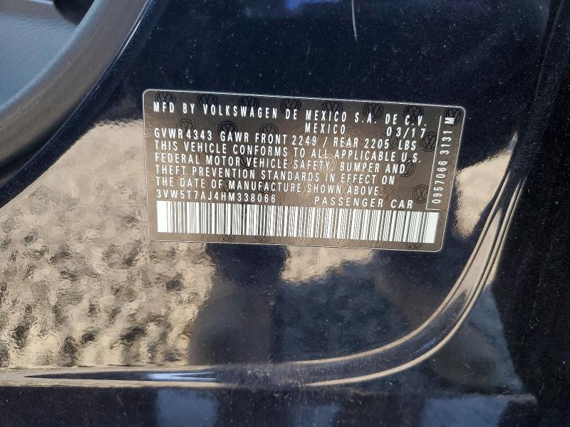 Aukcja sprzedaży 2017 Volkswagen Jetta, vin: 3VW5T7AJ4HM338066, numer aukcji: 50265946