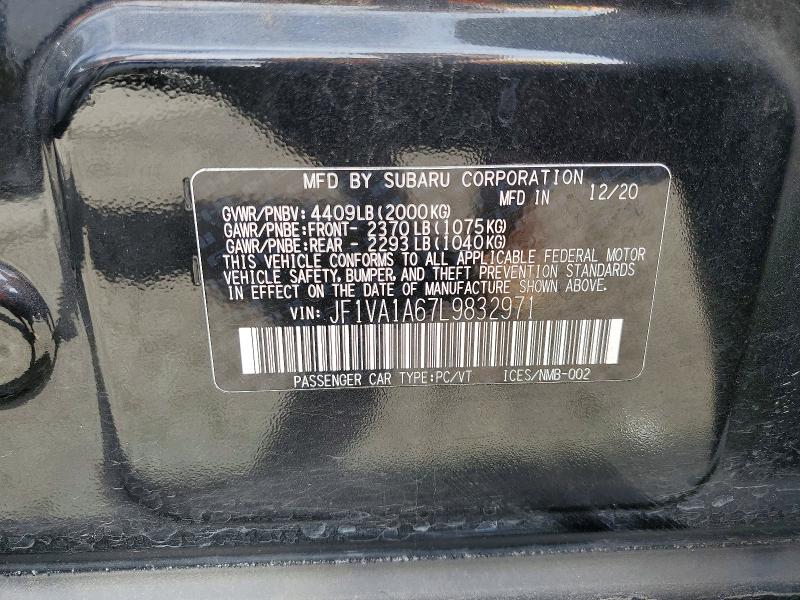 48640276 :رقم المزاد ، JF1VA1A67L9832971 vin ، 2020 Subaru Wrx مزاد بيع