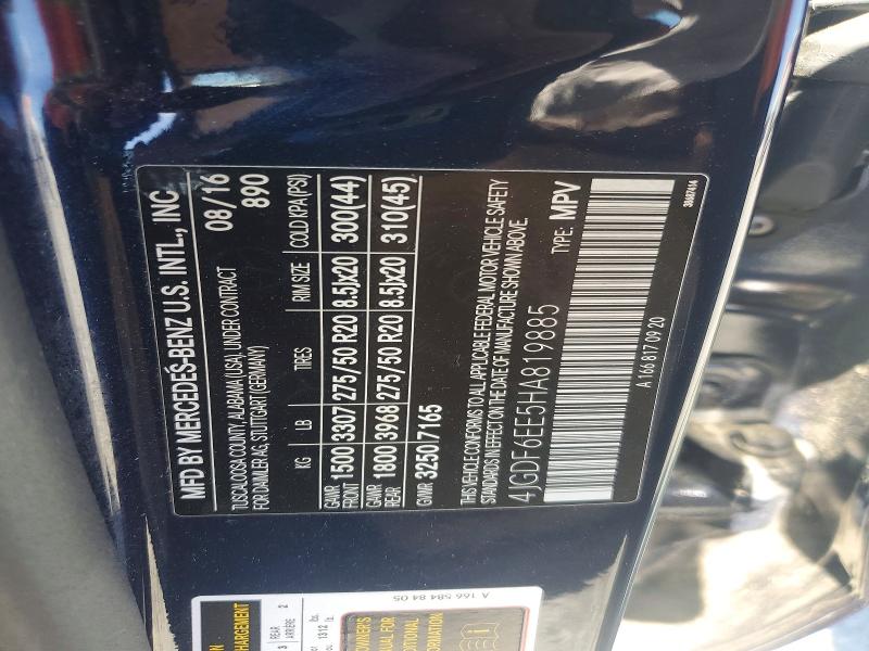 Aukcja sprzedaży 2017 Mercedes-benz Gls, vin: 4JGDF6EE5HA819885, numer aukcji: 49537786