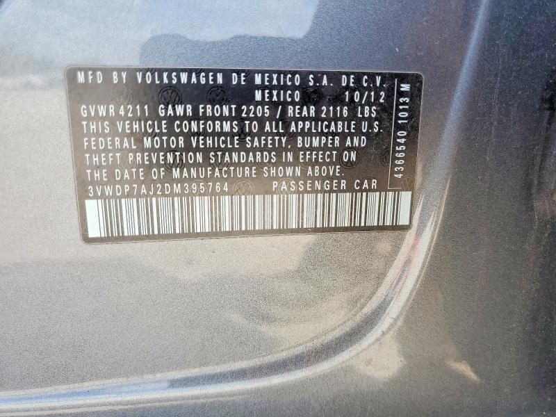49582296 :رقم المزاد ، 3VWDP7AJ2DM395764 vin ، 2013 Volkswagen Jetta مزاد بيع