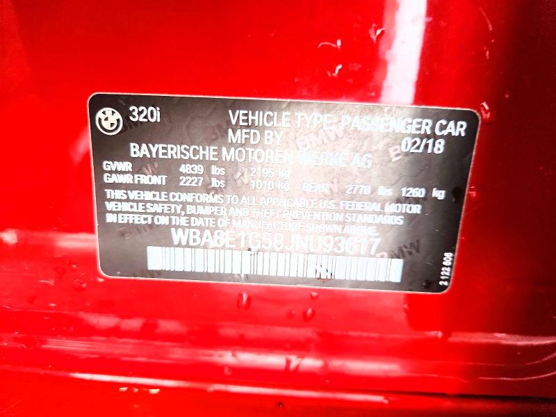 Продажа на аукционе авто 2018 Bmw 320, vin: WBA8E1G58JNU93617, номер лота: 50459876