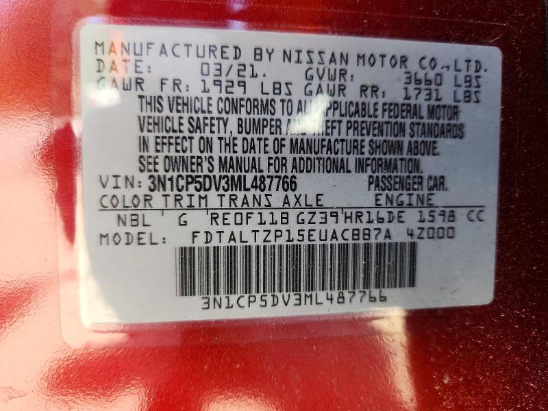 Продажа на аукционе авто 2021 Nissan Kicks, vin: 3N1CP5DV3ML487766, номер лота: 50769676