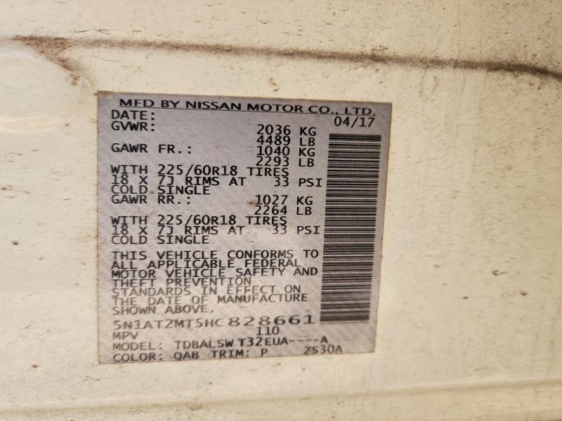 50385696 :رقم المزاد ، 5N1AT2MT5HC828661 vin ، 2017 Nissan Rogue مزاد بيع